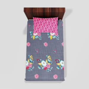 Glace Cotton Single Flat Bed Sheet With 1 Pillow Cover (Grey)162a