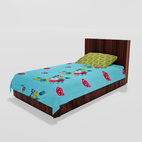 Glace Cotton Single Flat Bed Sheet With 1 Pillow Cover (Sky Blue) 182