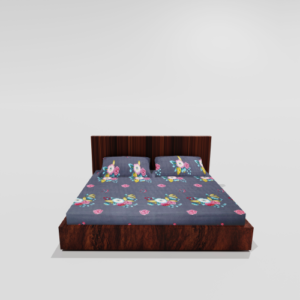 King Size Glace Cotton Elastic Fitted Double Bedsheet With 2 Pillow Covers (Grey) 39