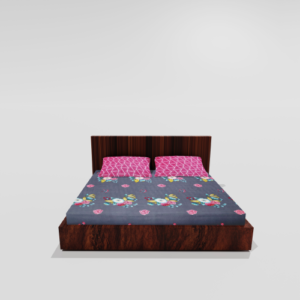 King Size Glace Cotton Elastic Fitted Double Bedsheet With 2 Pillow Covers (Grey) 44b