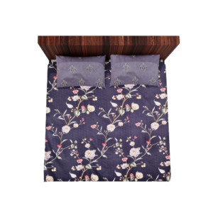 Cotton Double Flat Bedsheet With 2 Pillow Covers (Blue)