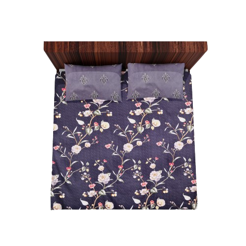 Cotton Double Flat Bedsheet With 2 Pillow Covers (Blue)