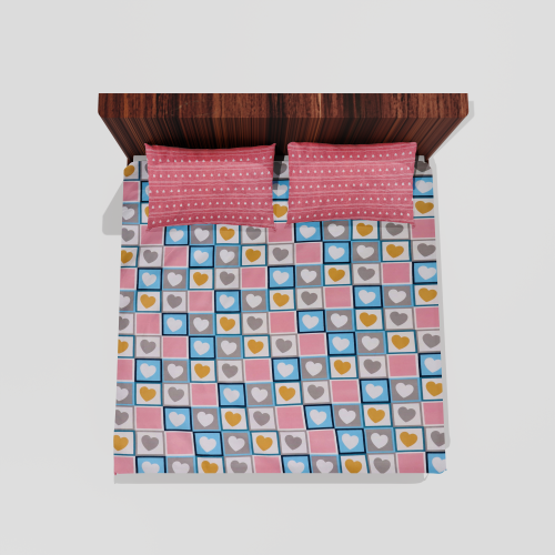 Glace Cotton Double Flat Bedsheet With 2 Pillow Covers (Pink) 16