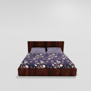 Glace Cotton King Size Elastic Fitted Double Bed Sheets With 2 Pillow Covers (Blue)