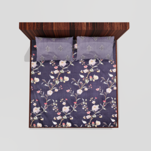 Glace Cotton King Size Elastic Fitted Double Bed Sheets With 2 Pillow Covers (Blue)