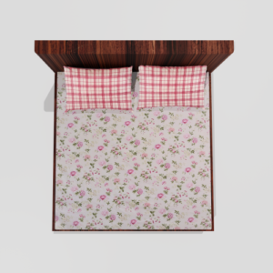 Glace Cotton King Size Elastic Fitted Double Bed Sheets With 2 Pillow Covers (Cream)