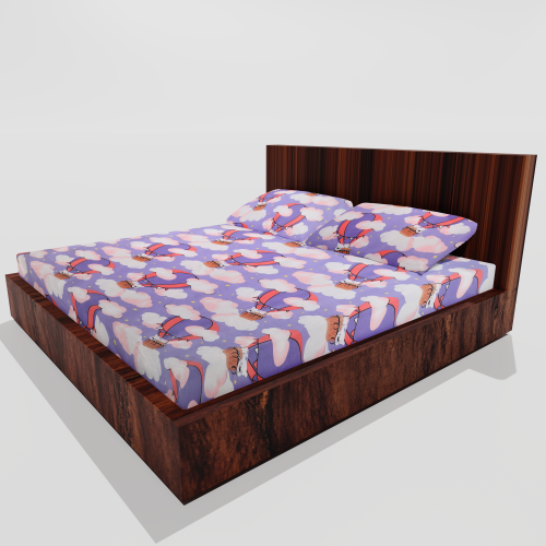 Glace Cotton King Size Elastic Fitted Double Bed Sheets With 2 Pillow Covers (Purple)