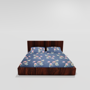 King Size Glace Cotton Elastic Fitted Double Bed Sheets With 2 Pillow Covers (Blue) 15