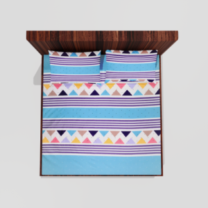 King Size Glace Cotton Elastic Fitted Double Bed Sheets With 2 Pillow Covers (Sky Blue) 14