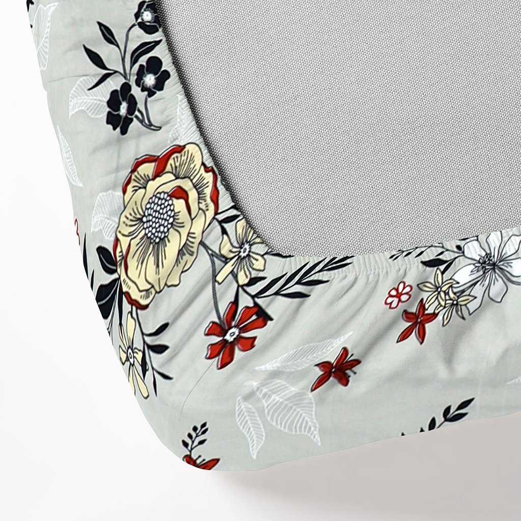 Single Glace Cotton Elastic Fitted Bedsheets With 1 Pillow Cover (Beige)