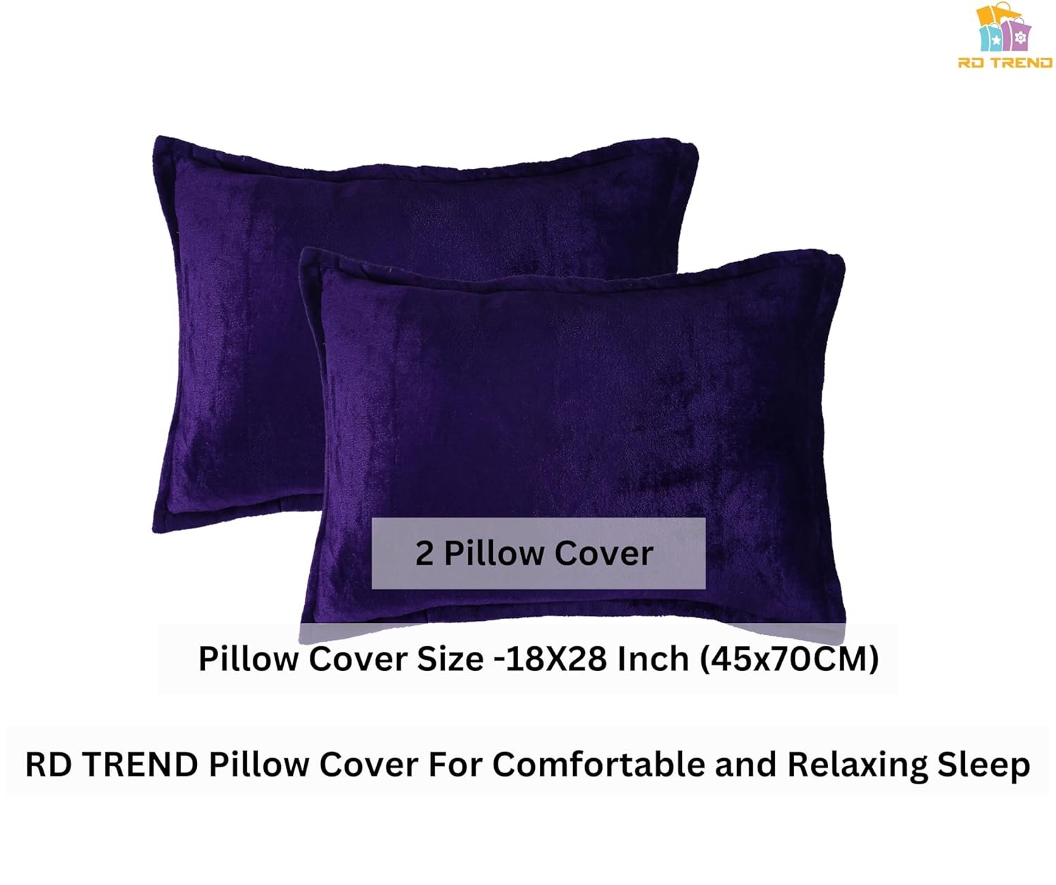 Winter Warm King Size Flat Double Bedsheet With 2 Pillow Cover (Purple)