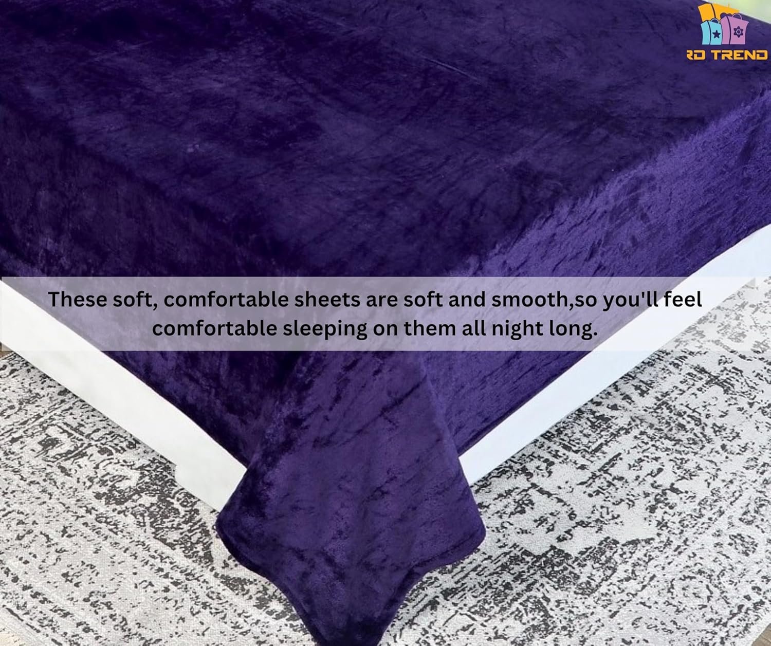 Winter Warm King Size Flat Double Bedsheet With 2 Pillow Cover (Purple)