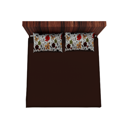 Cotton Double Flat Bedsheet With 2 Pillow Covers (Coffee)