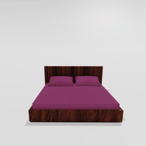 Glace Cotton Elastic Fitted Double Bedsheet With 2 Pillow Covers (Wine)