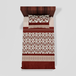 Glace Cotton Single Elastic Fitted Bedsheets With 1 Pillow Cover (Beige Stripes) 106