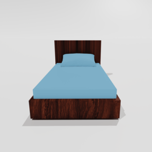 Glace Cotton Single Elastic Fitted Bedsheets With 1 Pillow Cover (Blue)