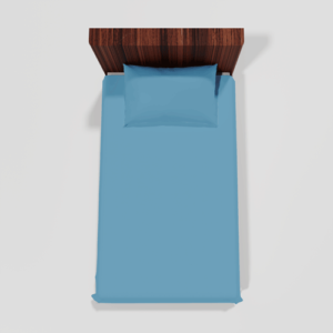 Glace Cotton Single Flat Bed Sheet With 1 Pillow Cover (Blue)