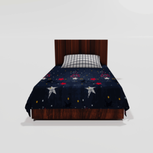 Glace Cotton Single Flat Bed Sheet With 1 Pillow Cover (Blue)