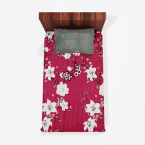 Glace Cotton Single Flat Bed Sheet With 1 Pillow Cover (Red)