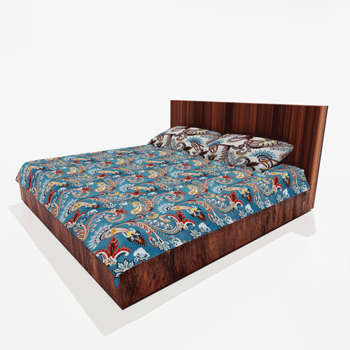 Glace Cotton Double Flat Bedsheet With 2 Pillow Covers (Sky Blue)