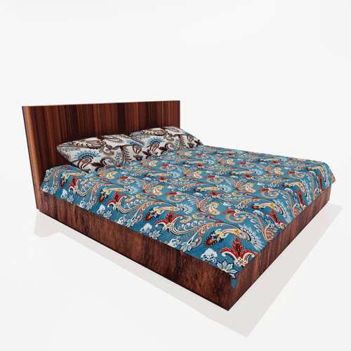 Glace Cotton Double Flat Bedsheet With 2 Pillow Covers (Sky Blue)