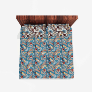 Glace Cotton Double Flat Bedsheet With 2 Pillow Covers (Sky Blue)