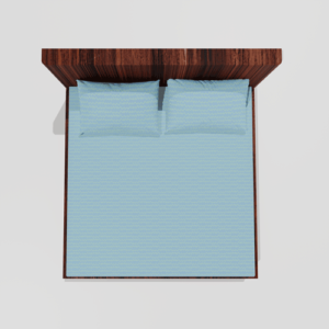 Glace Cotton Elastic Fitted Double Bedsheet With 2 Pillow Covers (Blue)