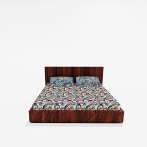 King Size Glace Cotton Elastic Fitted Double Bedsheet With 2 Pillow Covers (Brown)