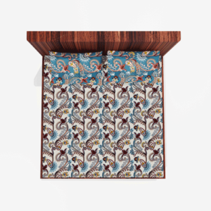 King Size Glace Cotton Elastic Fitted Double Bedsheet With 2 Pillow Covers (Brown)