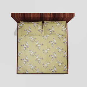 Glace Cotton Elastic Fitted Double Bedsheet With 2 Pillow Covers (Yellow)