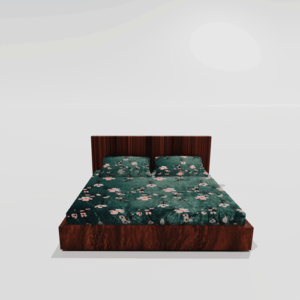 Winter Warm King Size Fitted Double Bedsheet With 2 Pillow Covers (Green)101b