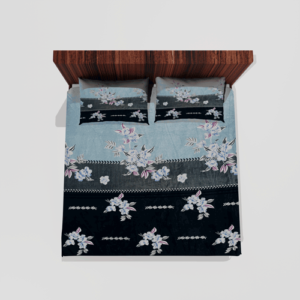 Winter Warm King Size Flat Double Bedsheet With 2 Pillow Cover (Blue)