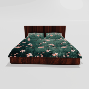 Winter Warm King Size Flat Double Bedsheet With 2 Pillow Cover (Green)