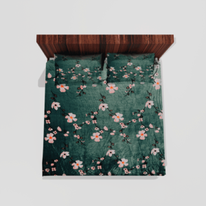 Winter Warm King Size Flat Double Bedsheet With 2 Pillow Cover (Green)