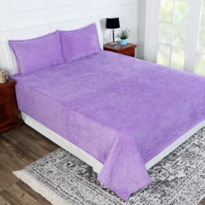 Winter Warm King Size Flat Double Bedsheet With 2 Pillow Cover (Lavender)