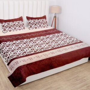 Winter Warm King Size Flat Double Bedsheet With 2 Pillow Cover (Peach)
