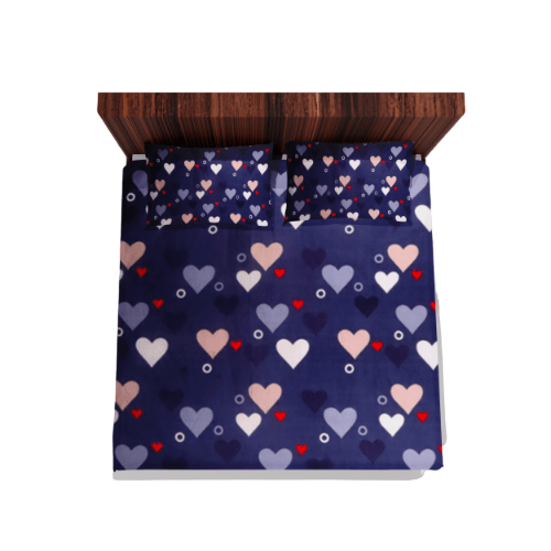 Cotton Double Flat Bedsheet With 2 Pillow Covers (Blue)1n