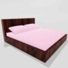 Winter Warm King Size Fitted Double Bedsheet With 2 Pillow Covers (Pink)