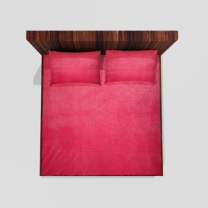 Winter Warm King Size Fitted Double Bedsheet With 2 Pillow Covers (Salmon)