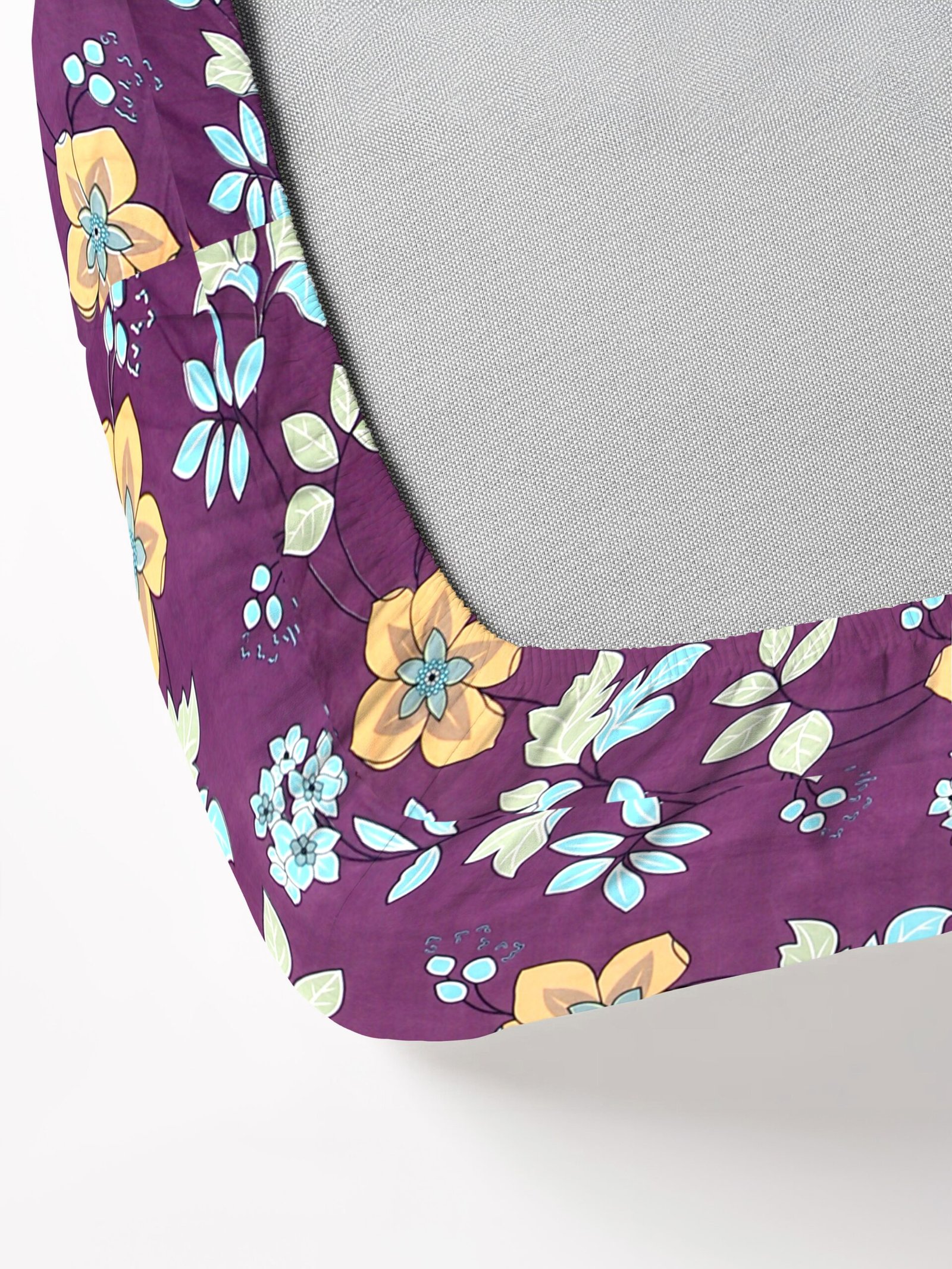 Elastic Fitted King Size Double Bed Sheet With 2 Pillow Covers (Purple)