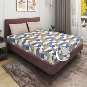 Elastic Fitted King Size Double Bed Sheet With 2 Pillow Covers (Yellow)