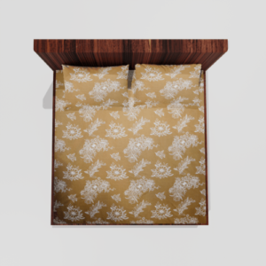 Glace Cotton Elastic Fitted Double Bed Sheet With 2 Pillow Covers (Yellow)