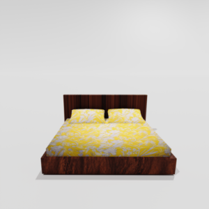 Glace Cotton Elastic Fitted Double Bed Sheet With 2 Pillow Covers (Yellow)