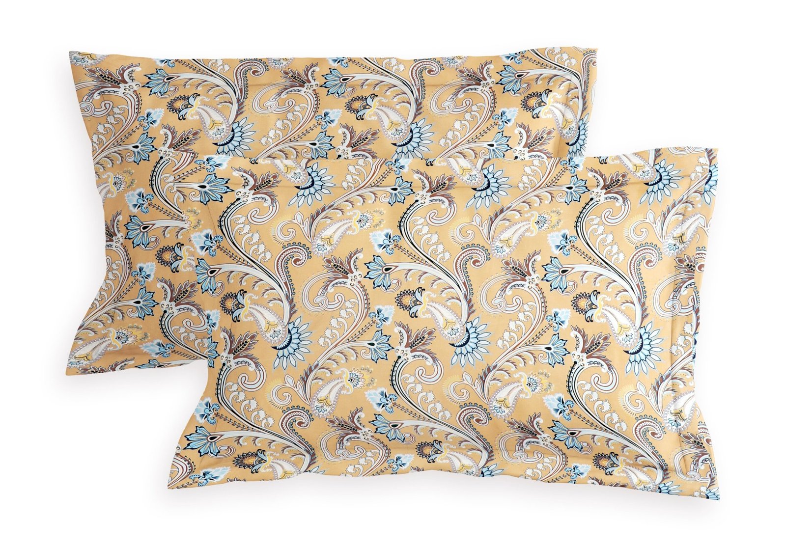 Glace Cotton Double Flat Bedsheet With 2 Pillow Covers (Yellow)