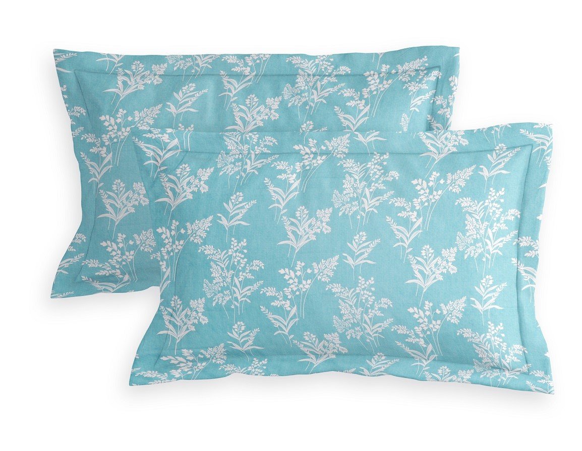 Glace Cotton Double Flat Bedsheet With 2 Pillow Covers (Blue)