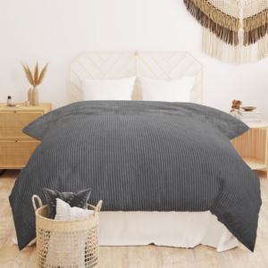 Winter Microfiber Flannel Reversible Double Bed Printed AC Comforter (Grey)