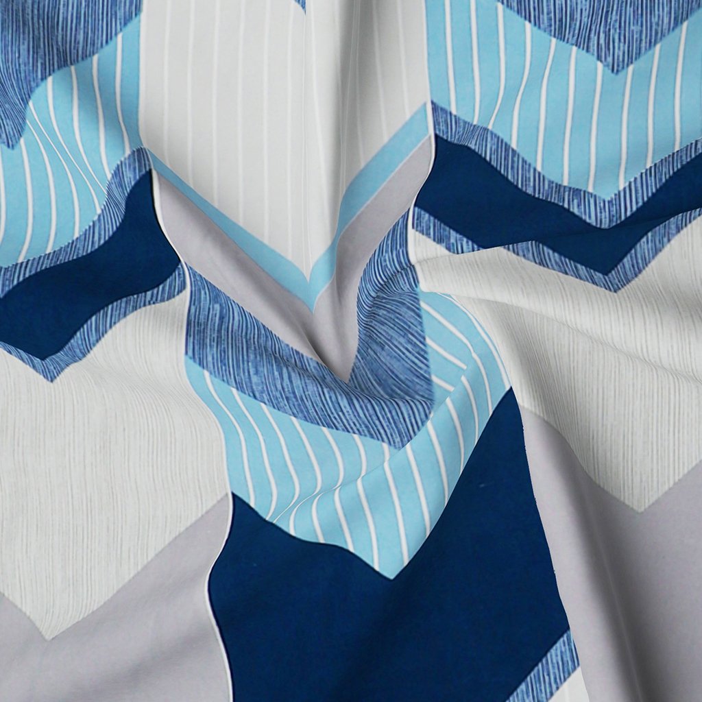 Single Glace Cotton Elastic Fitted Bed Sheet With One Pillow Cover (Blue)