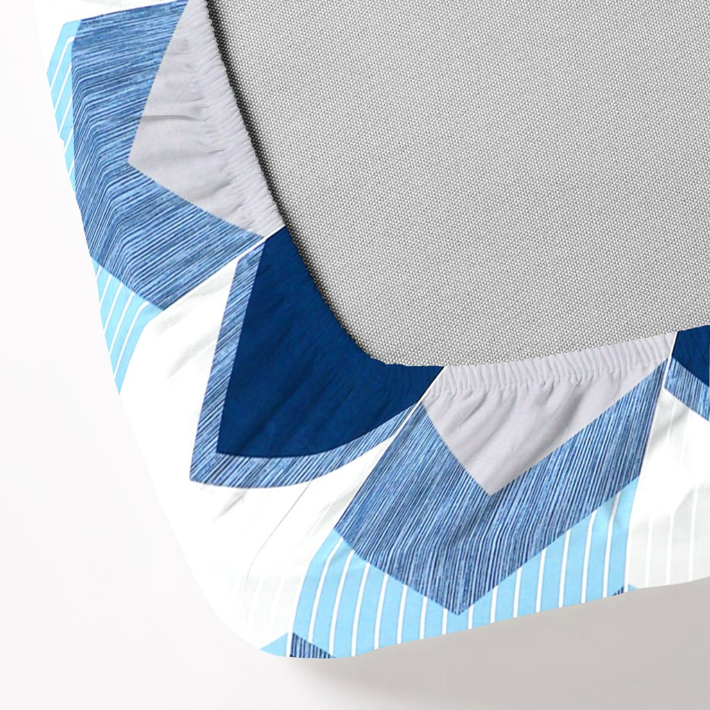 Single Glace Cotton Elastic Fitted Bed Sheet With One Pillow Cover (Blue)
