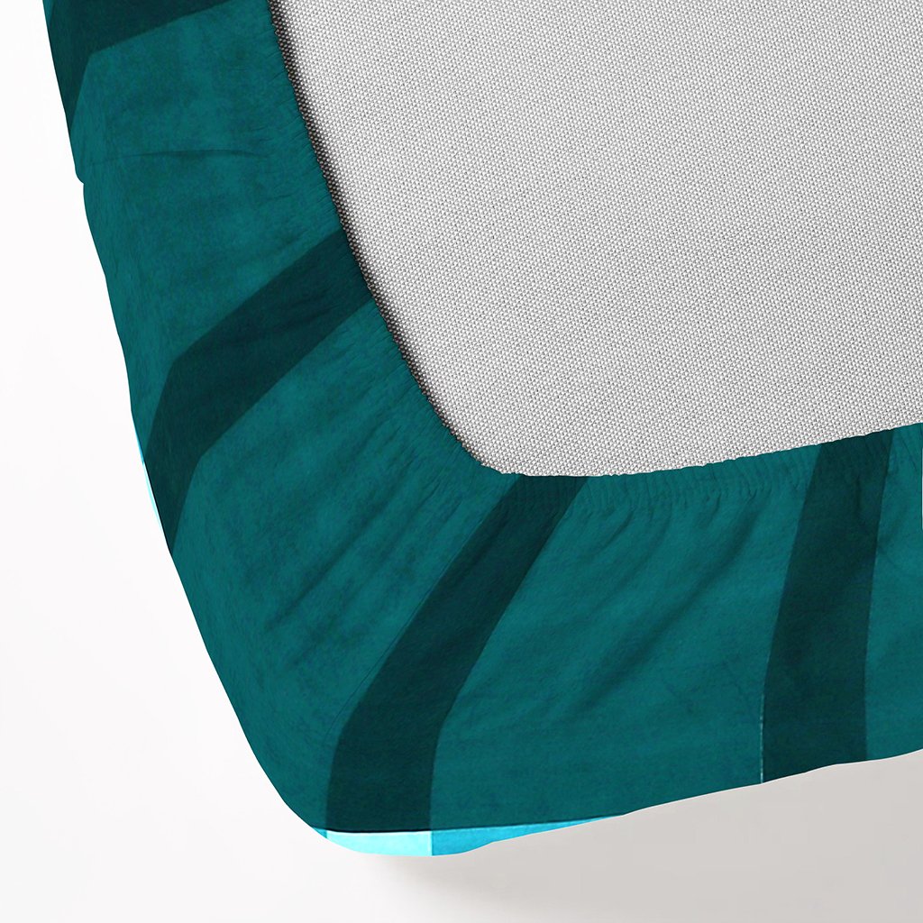 Single Glace Cotton Elastic Fitted Bed Sheet With One Pillow Cover (Teal)