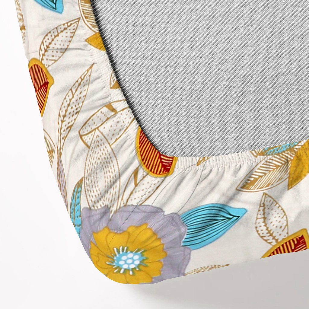 Single Glace Cotton Elastic Fitted Bed Sheet With One Pillow Cover (Cream)